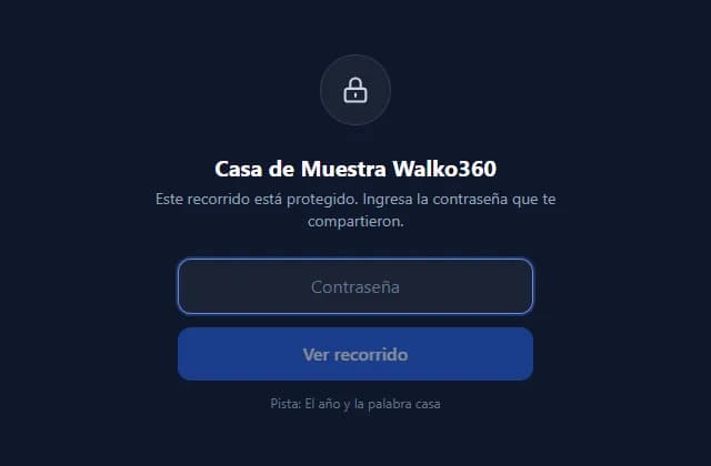 Lo que ve tu cliente: «Este recorrido está protegido», el campo de la contraseña y la pista